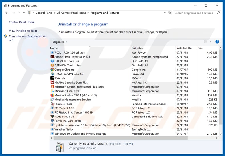 Desinstalación del secuestrador del navegador ThePDFConverterSearch a través del Panel de Control