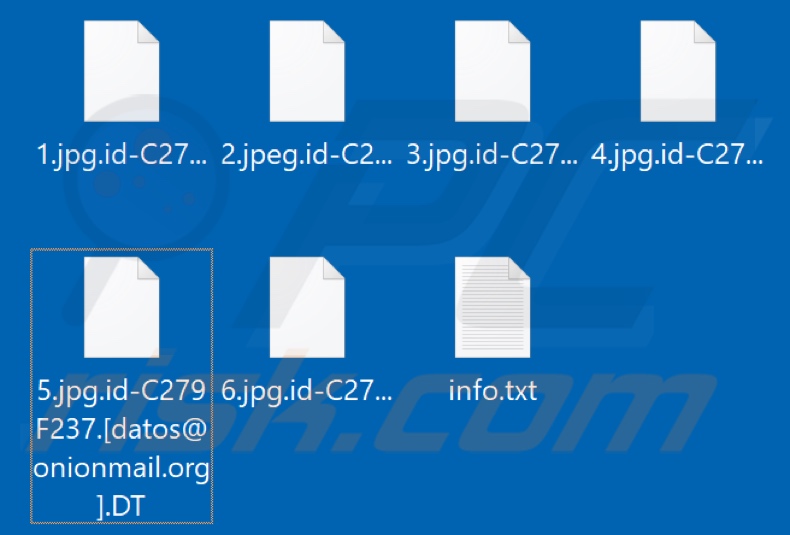 Archivos encriptados por el ransomware DT (extensión .DT)