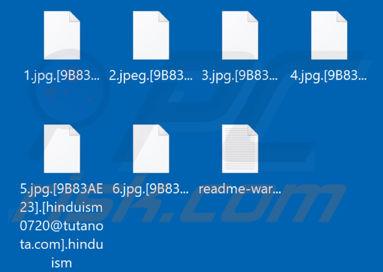 Archivos encriptados por el ransomware Hinduism (extensión .hinduism)