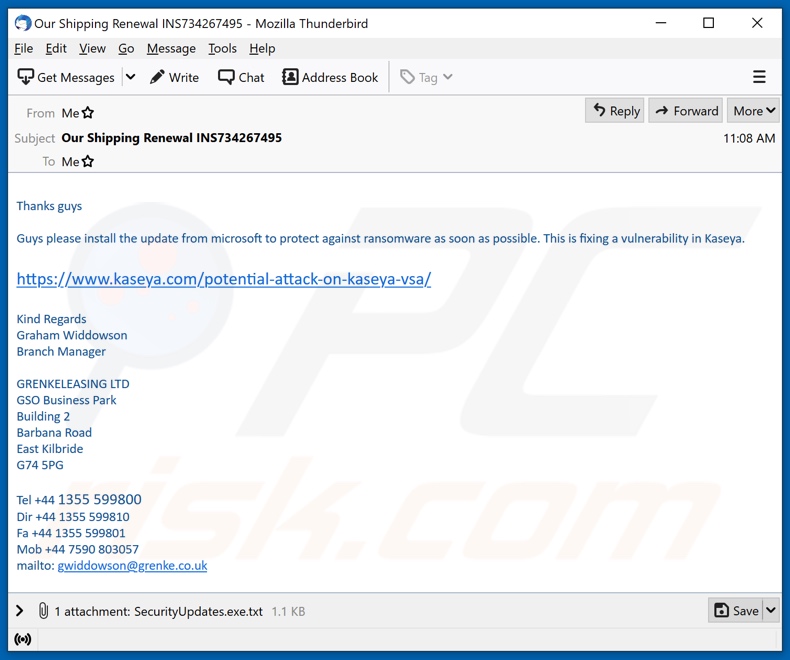 Campaña de email spam de propagación del malware 
