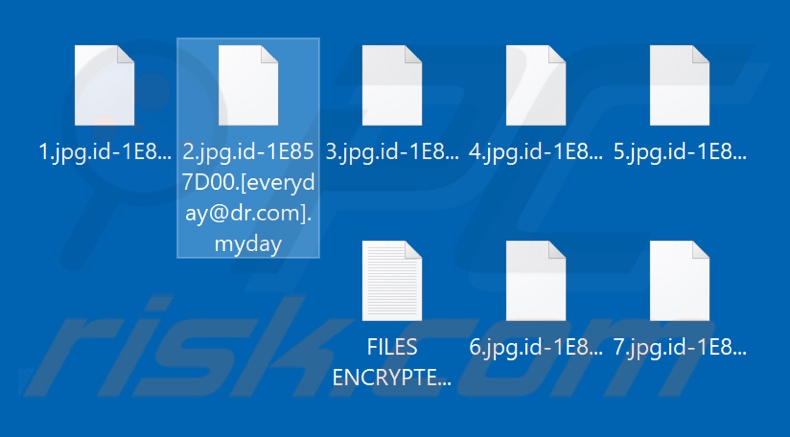 Archivos encriptados por el ransomware Myday (extensión .myday)