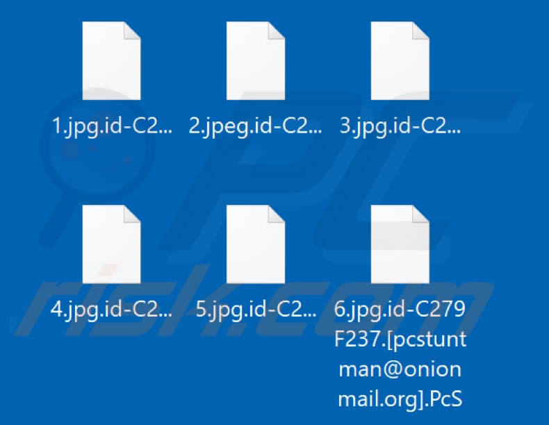 Archivos encriptados por el ransomware PcS (extensión .PcS)