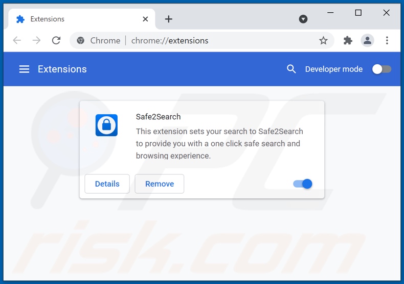 Eliminando las extensiones de Google Chrome relacionadas con search.safe2search.com