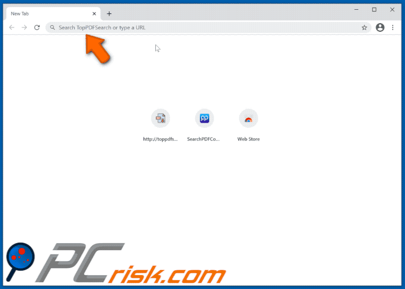 El secuestrador de navegador TopPDFSearch redirecciona (a través de search-checker.com) a Bing (GIF)