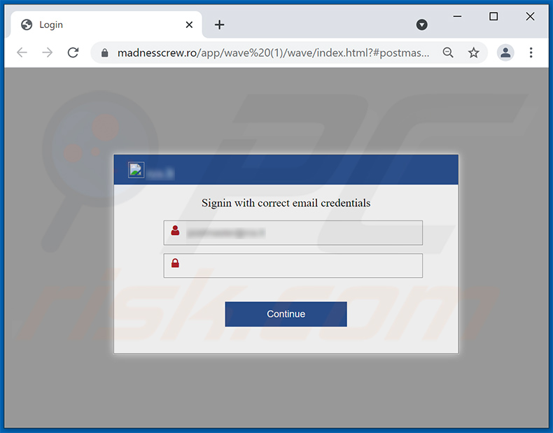 Sitio de phishing promovido a través de spam de actualización de correo electrónico (madnesscrew[.]ro)