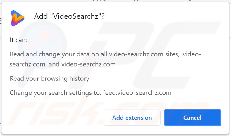 El secuestrador de navegador VideoSearchz solicita permisos
