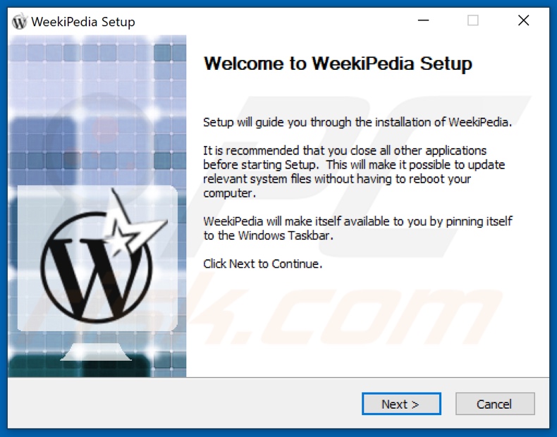 Instalador del adware WeekiPedia