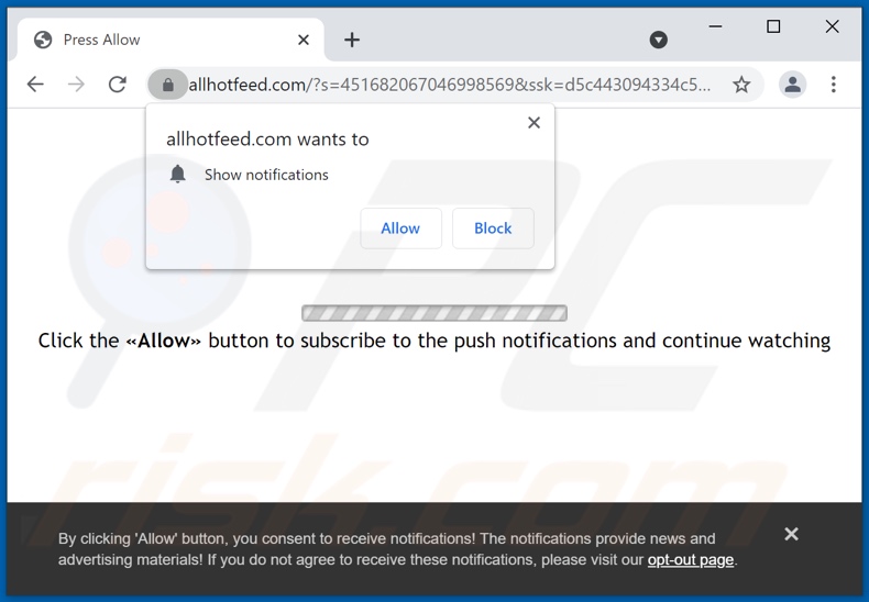 Redirecciones emergentes de allhotfeed[.]com