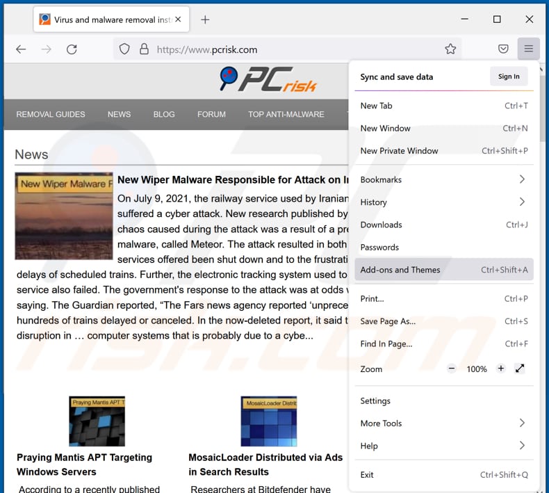 Eliminando los anuncios de boffero[.]com de Mozilla Firefox paso 1