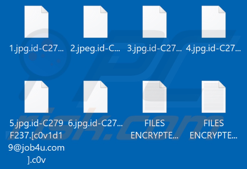 Archivos encriptados por el ransomware C0v (extensión .c0v)