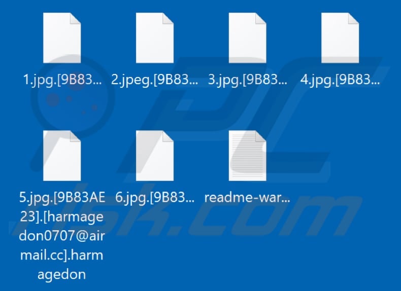 Archivos encriptados por el ransomware Harmagedon (extensión .harmagedon)