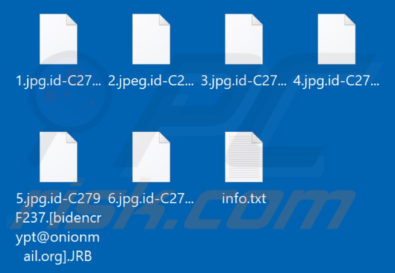 Archivos encriptados por el ransomware JRB (extensión .JRB)