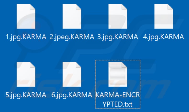 Archivos encriptados por el ransomware Karma (extensión .KARMA)