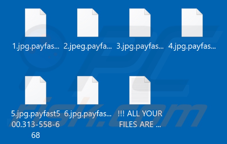 Archivos encriptados por el ransomware Payfast (extensión 