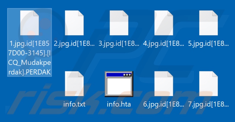 Archivos encriptados por el ransomware PERDAK (extensión .PERDAK)