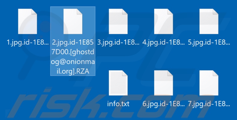 Archivos encriptados por el ransomware RZA (extensión .RZA)