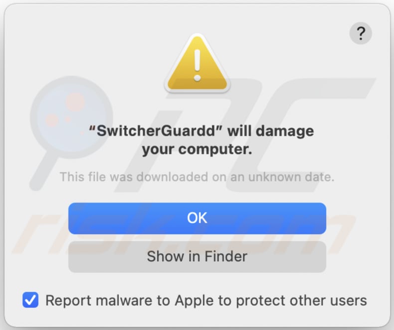 La ventana emergente del adware SwitcherGuard aparece mientras SwitcherGuard está instalado