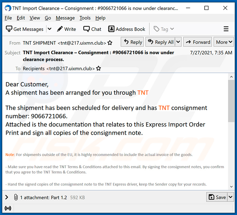 Difusión de programas maliciosos por correo electrónico con temática TNT (2021-08-03)