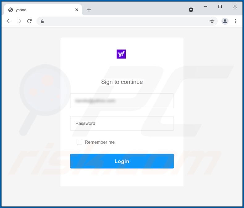 Sitio web de phishing promocionado a través de la campaña de spam 