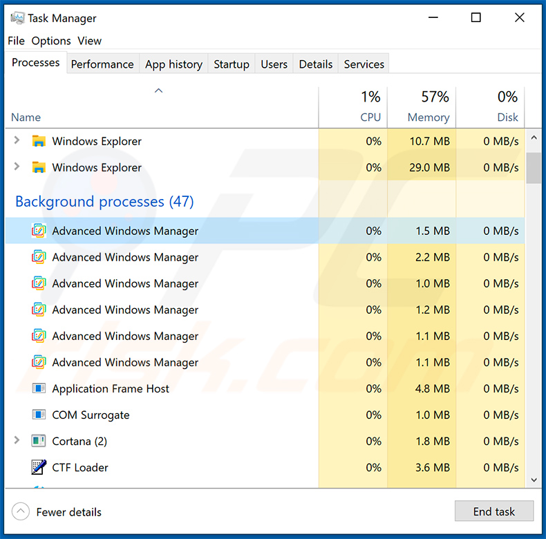 Procesos del adware 