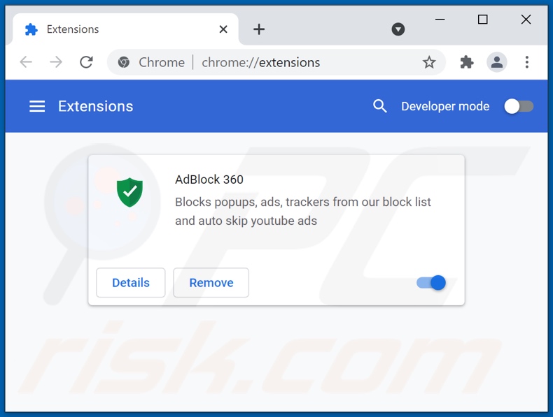 Eliminando los anuncios de AdBlock 360 de Google Chrome paso 2