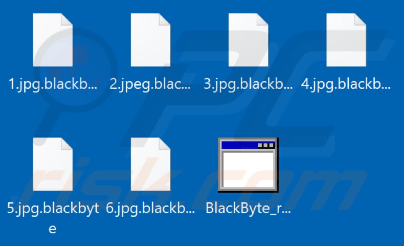 Archivos encriptados por el ransomware BlackByte (extensión .blackbyte)