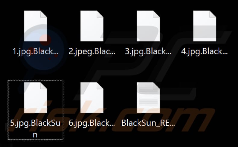 Archivos encriptados por el ransomware BlackSun (extensión .BlackSun)