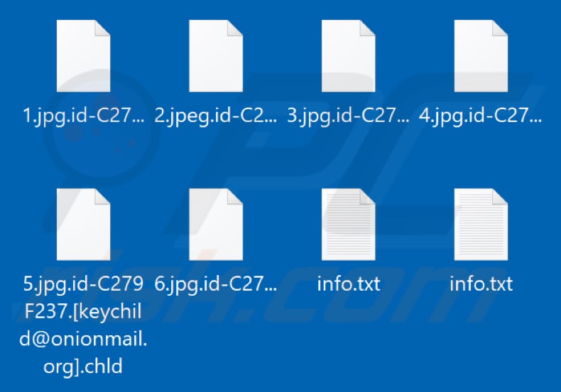 Archivos encriptados por el ransomware Chld (extensión .chld)