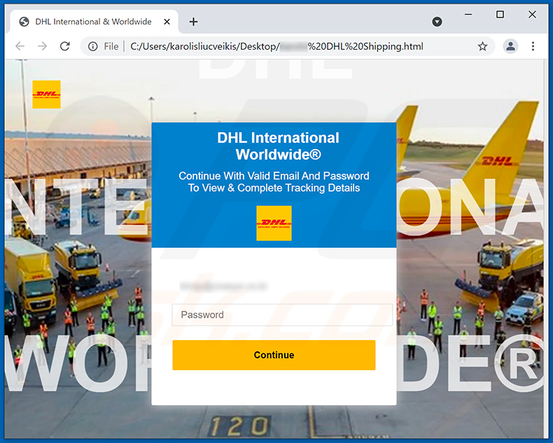 Archivo HTML adjunto al correo electrónico spam de confirmación de envío de DHL (2021-09-17)