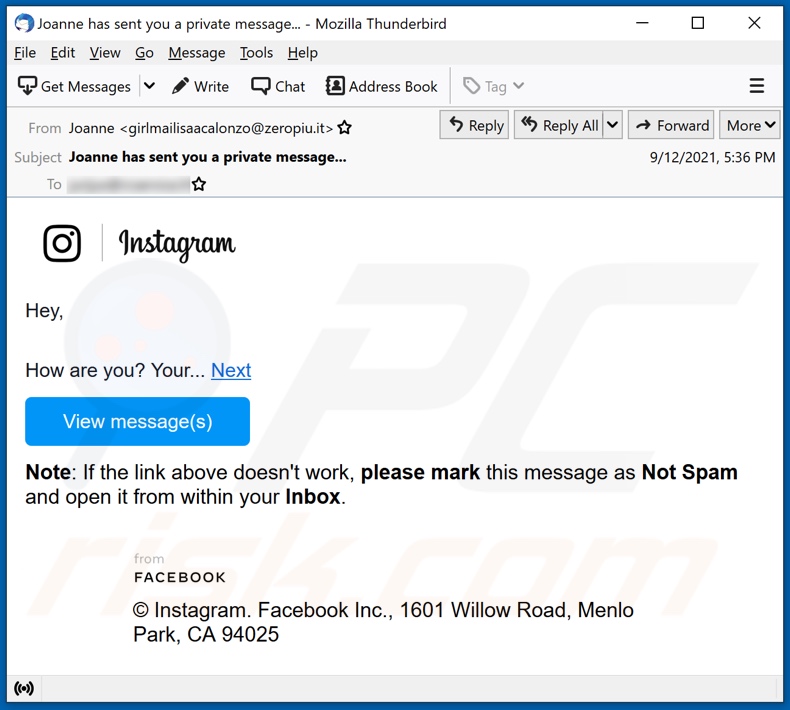 La campaña de email spam de Instagram