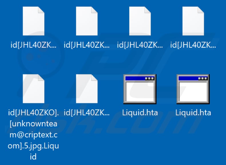 Archivos encriptados por el ransomware Liquid (extensión .Liquid)