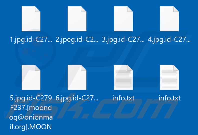 Archivos encriptados por el ransomware MOON (extensión .MOON)