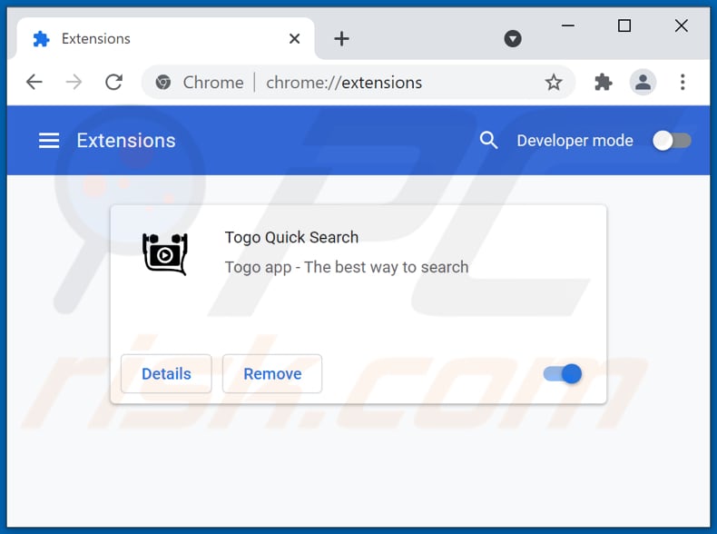 Eliminando las extensiones de Google Chrome relacionadas con togosearching.com