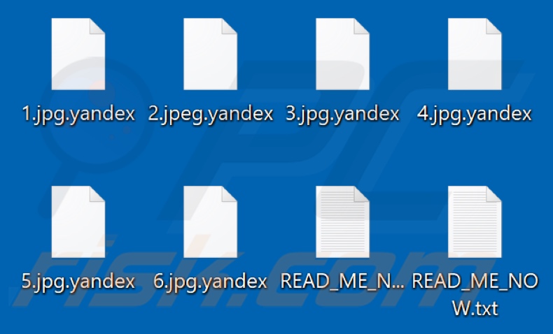 Archivos encriptados por el ransomware Yandex (extensión .yandex)