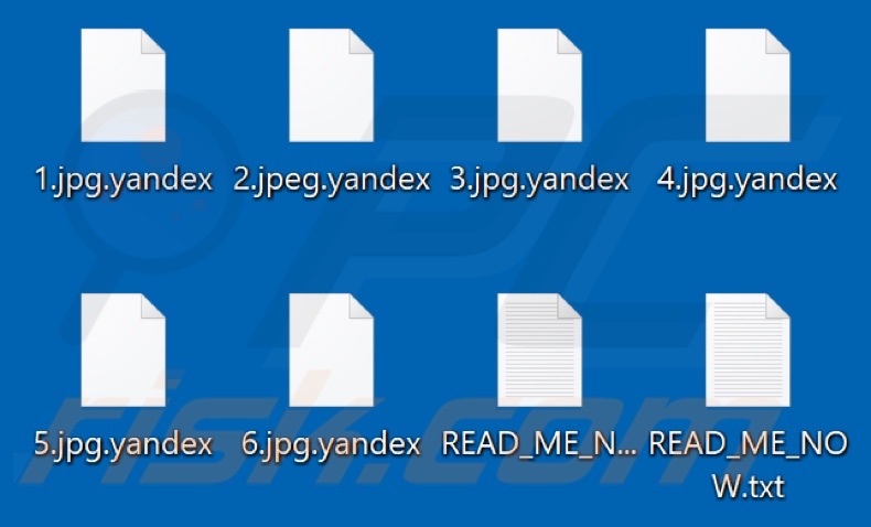 Archivos encriptados por el ransomware Yandex (extensión .yandex)