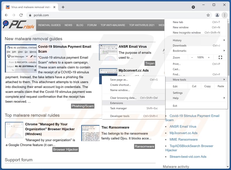 Eliminando los anuncios de brainychoose-captcha.top de Google Chrome paso 1