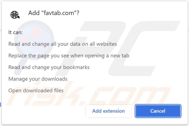 Notificación del navegador del secuestrador de navegador favtab.com