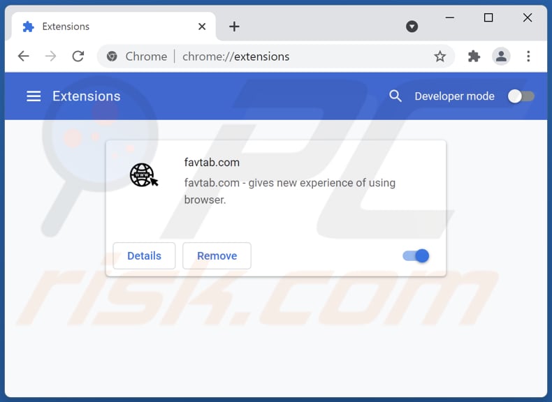 Eliminando las extensiones de Google Chrome relacionadas con favtab.com