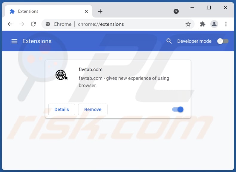 Eliminando las extensiones de Google Chrome relacionadas con favtab.com