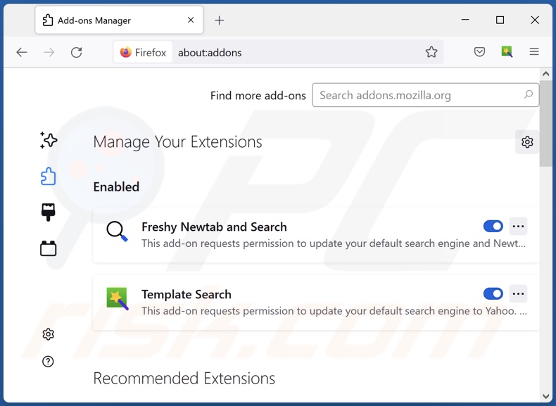 Eliminando las extensiones relacionadas a peatea[.]xyz de Mozilla Firefox