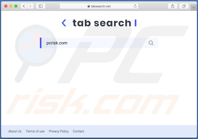 Secuestrador de navegadores tabsearch.net en una computadora Mac
