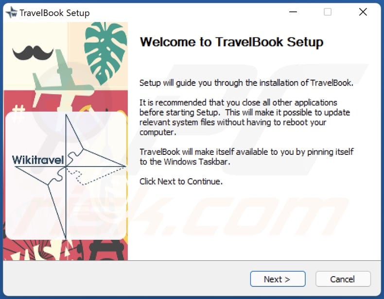 Instalador de adware TravelBook