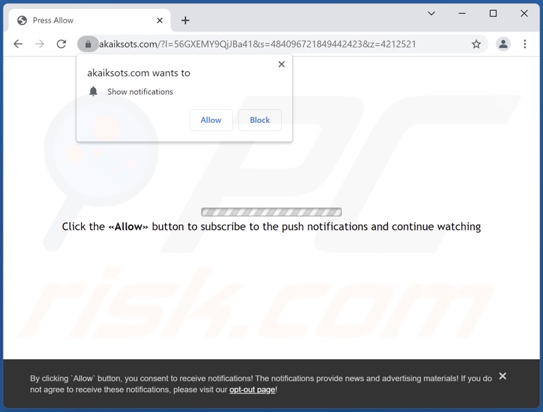 Redirecciones emergentes de akaiksots[.]com