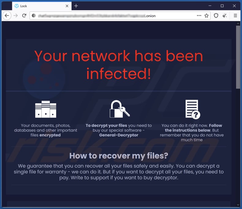 Sitio web en Tor del ransomware Encoded01