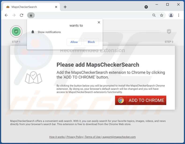 Sitio web utilizado para promover el secuestrador de navegador MapsCheckerSearch