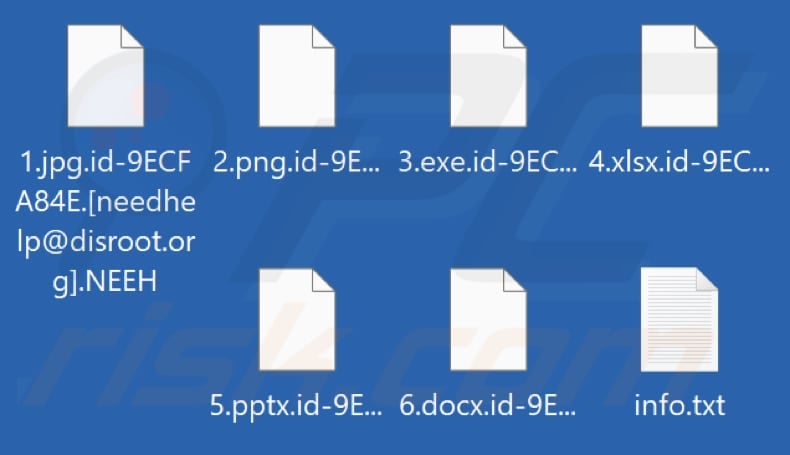 Archivos encriptados por el ransomware NEEH (extensión .NEEH)