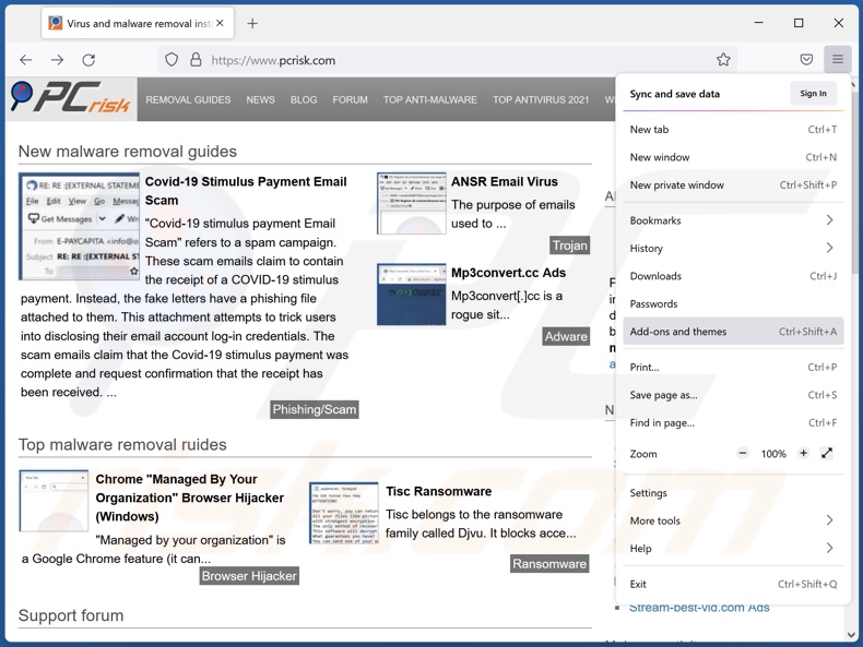 Eliminando los anuncios de Windows_Firewall_Protection_Alert de Mozilla Firefox paso 1