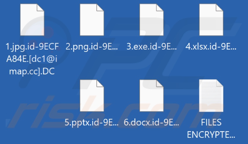 Archivos encriptados por el ransomware DC (extensión .DC)