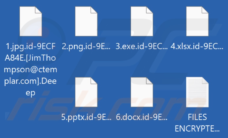 Archivos encriptados por el ransomware Deeep (extensión .Deeep)