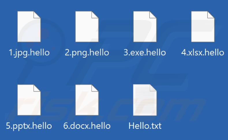 Files encrypted by Hello xD ransomware (.hello extension)